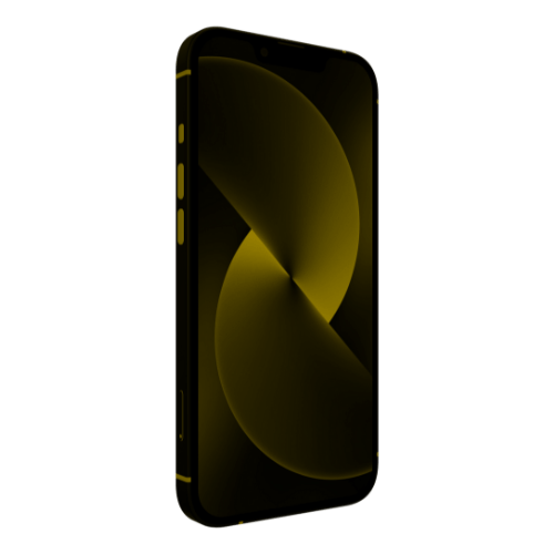 Black Cell Phone with Yellow Decorative Element