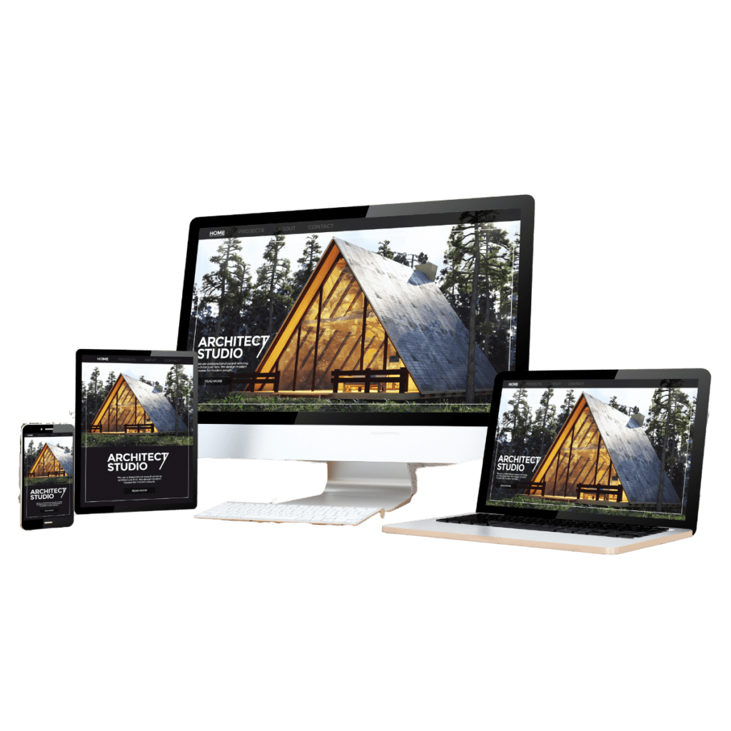 Website Design Mockup on Phone, Tablet, Laptop, and Monitor